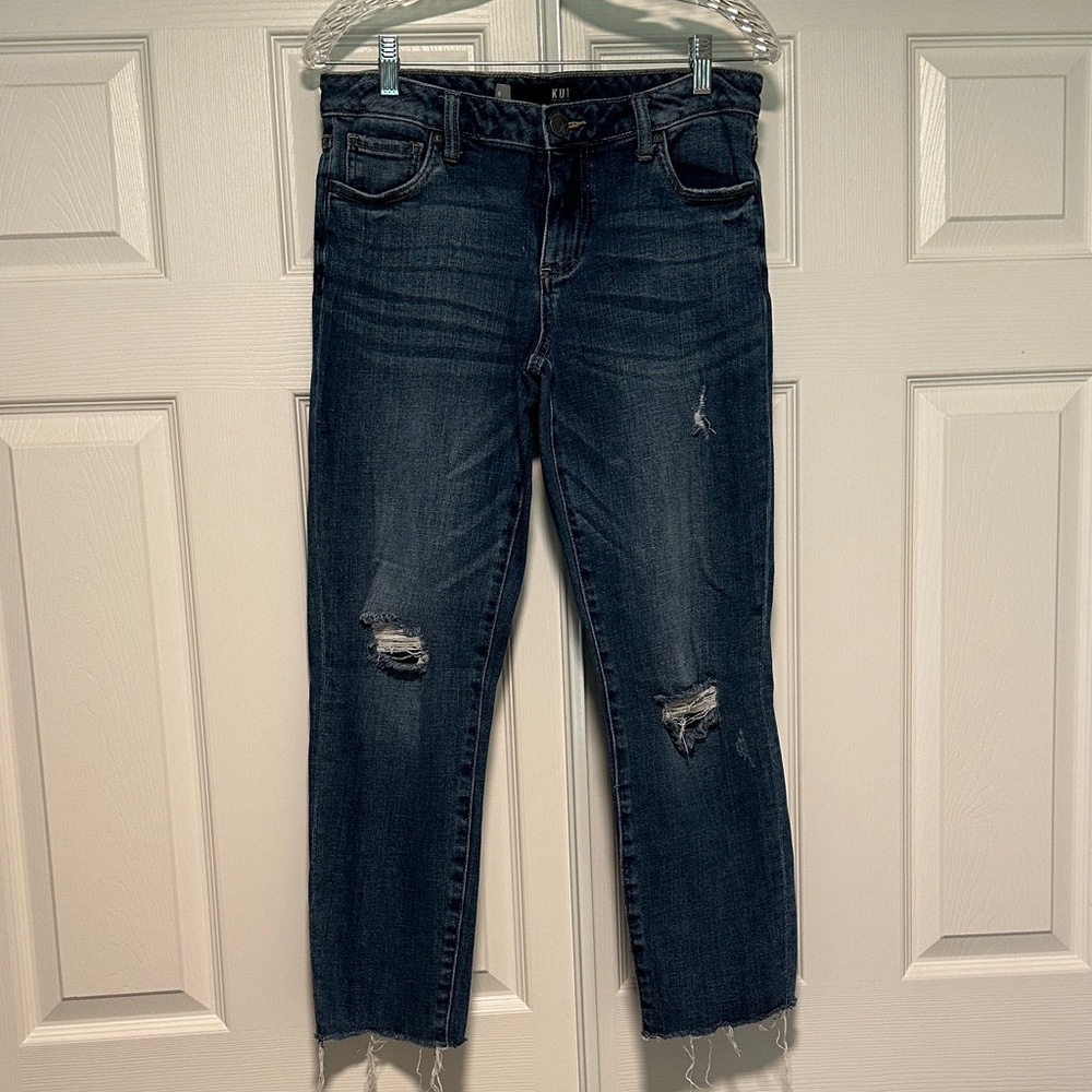 Kut from the Kloth Dark Blue Distressed Ankle Jeans